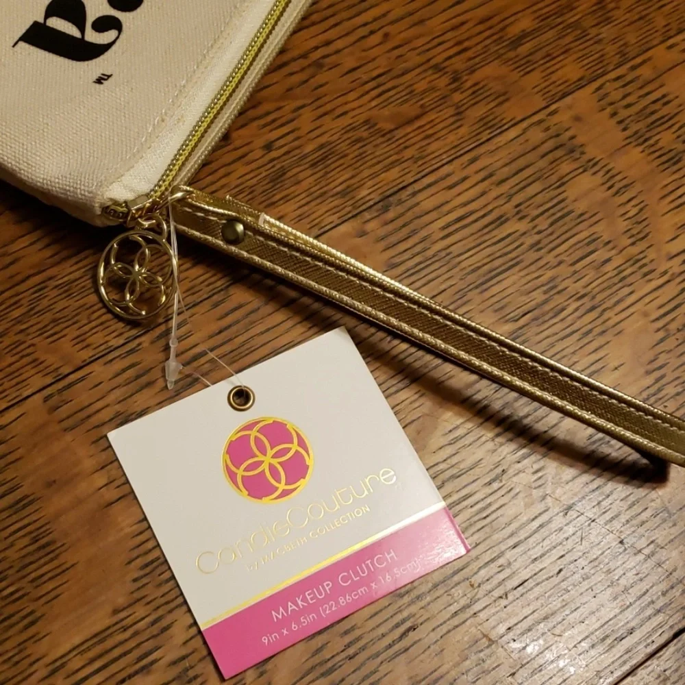 NWT Makeup Clutch, Canvas & Gold